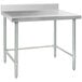 An Eagle Group stainless steel open base work table with metal legs.