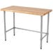 An Eagle Group wood top work table with a galvanized base.