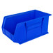 A blue plastic Metro stack bin.