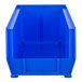 A blue plastic Metro stack bin.