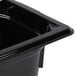 A close-up of a black Vollrath Super Pan food container.