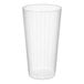 A clear plastic fluted tumbler with a 16 oz. capacity.