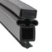 A black rubber magnetic door gasket seal with a black square window and two holes.