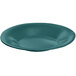 A hunter green Tablecraft cast aluminum platter with a wide rim.