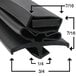 A black rubber True Magnetic Drawer Gasket with measurements.