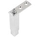 A stainless steel metal piece with screws and a nut.