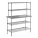 A silver rectangular Eagle Group stainless steel work table with shelves.