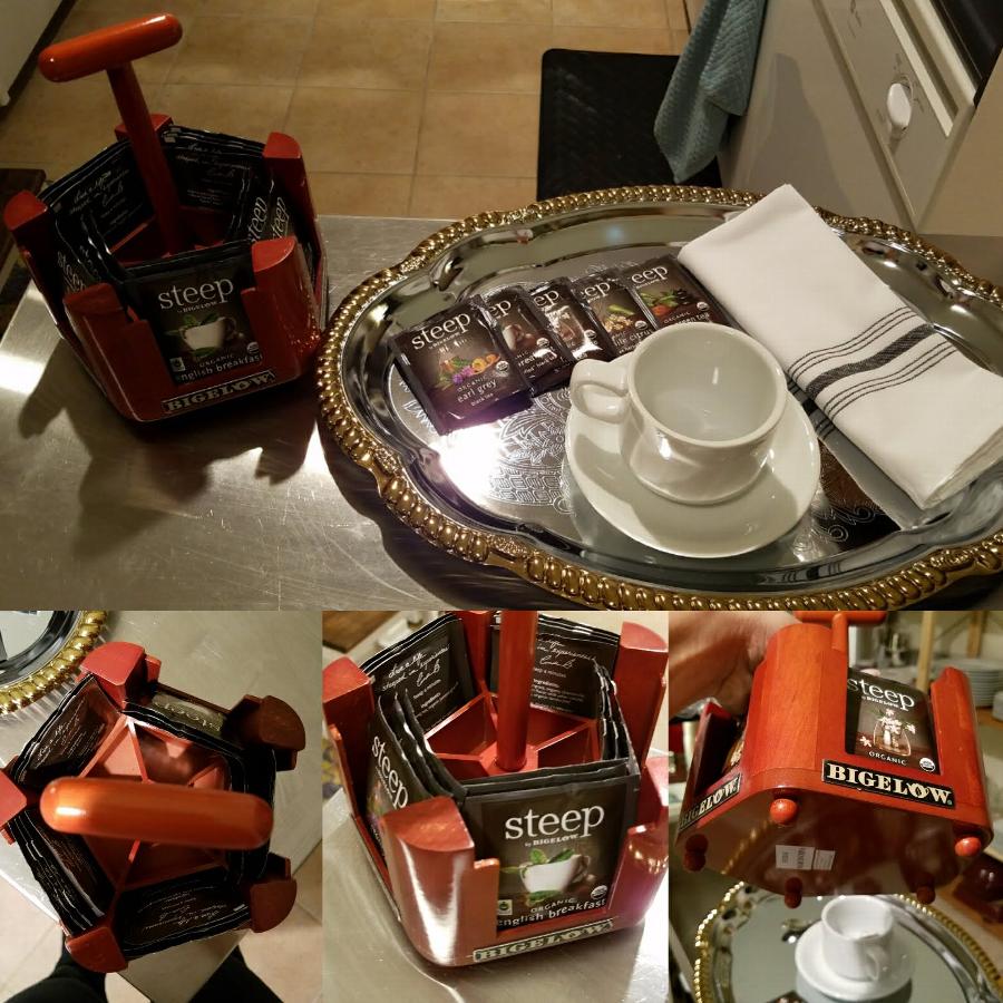 Bigelow Tea 5 Compartment Wooden Tea Bag Caddy