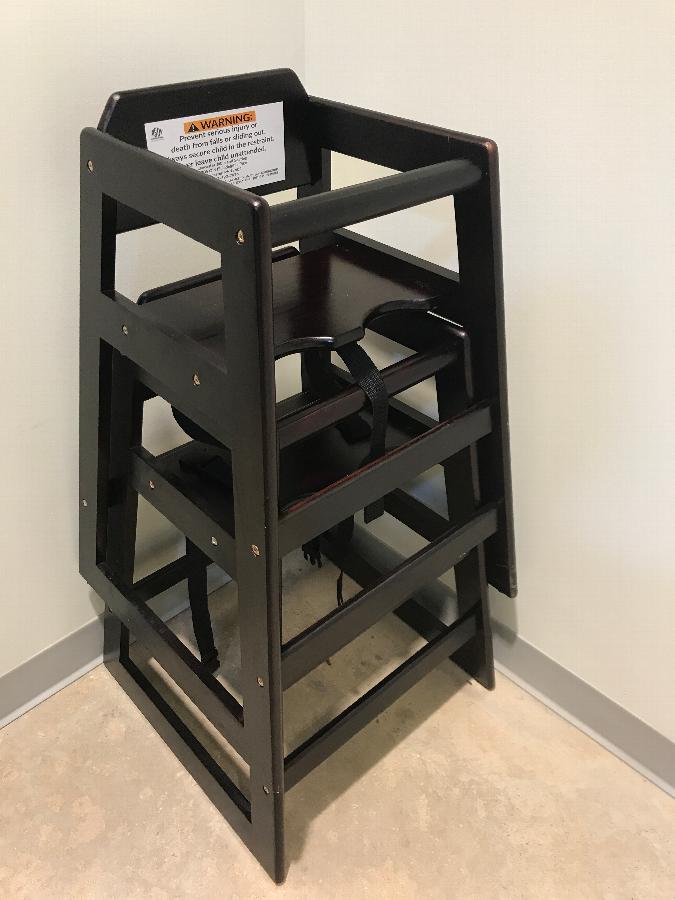 Lancaster Table & Seating Stacking Restaurant Wood High Chair with Dark