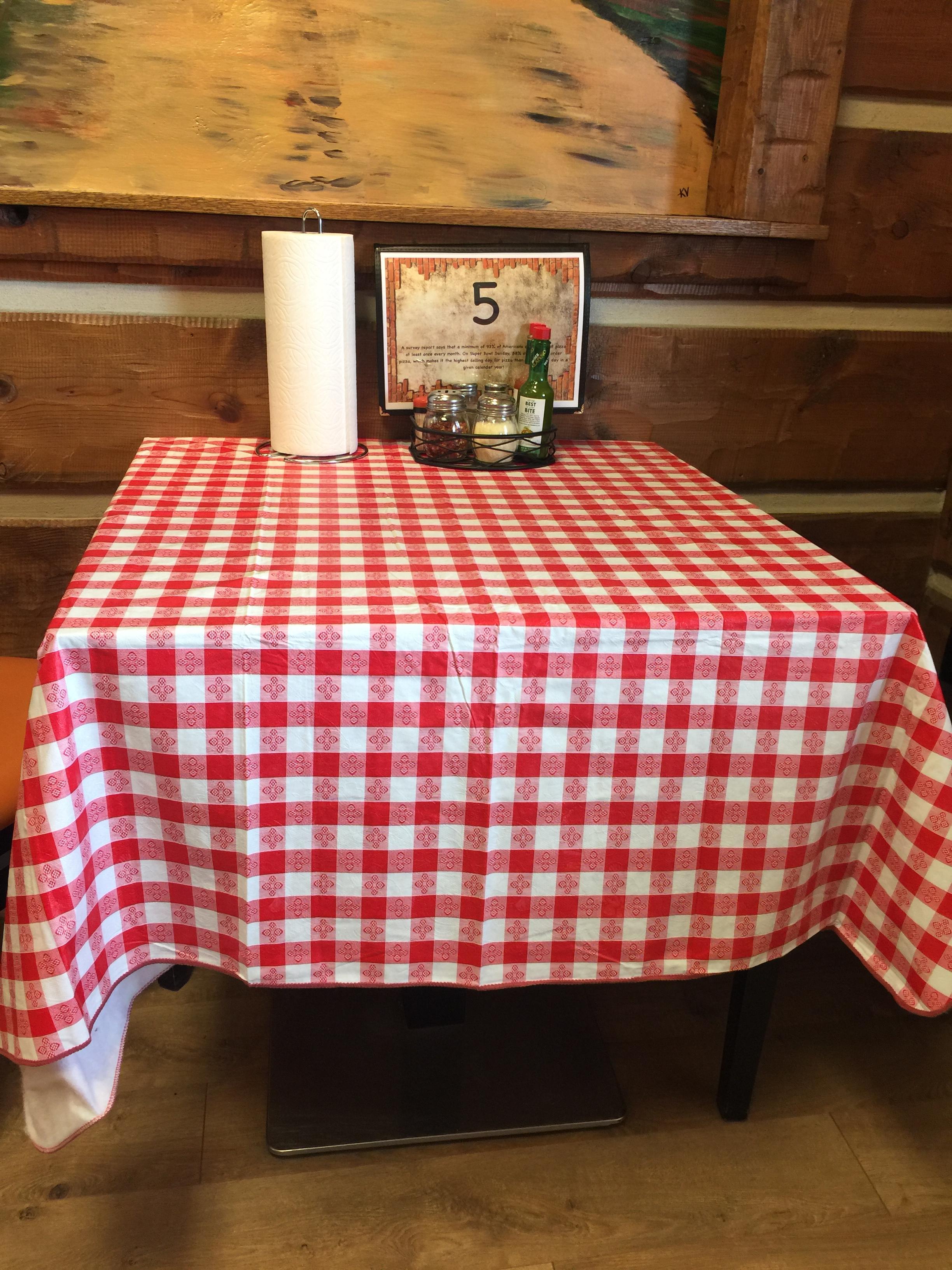 52 X 52 Red Checkered Gingham Vinyl Table Cover With Flannel Back