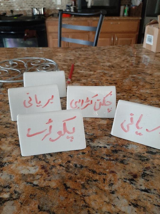 Choice 3 1/2" x 2" Double Sided Ceramic Dry Erase Table Tent Sign