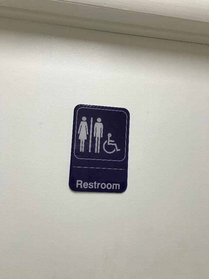 Handicap Accessible Restroom Sign - Blue and White, 9" x 6"