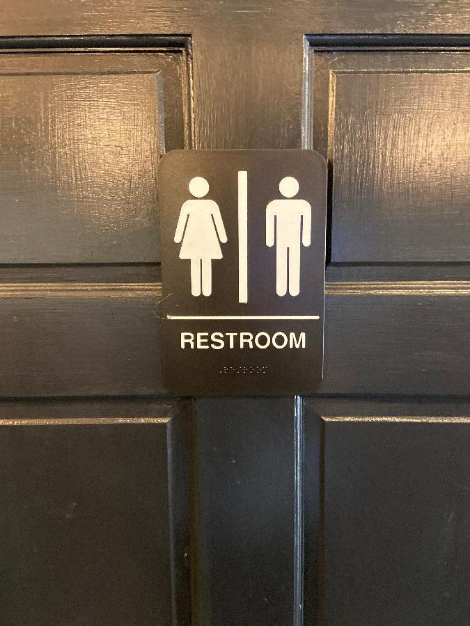Black and White Unisex Restroom Sign with Braille 9