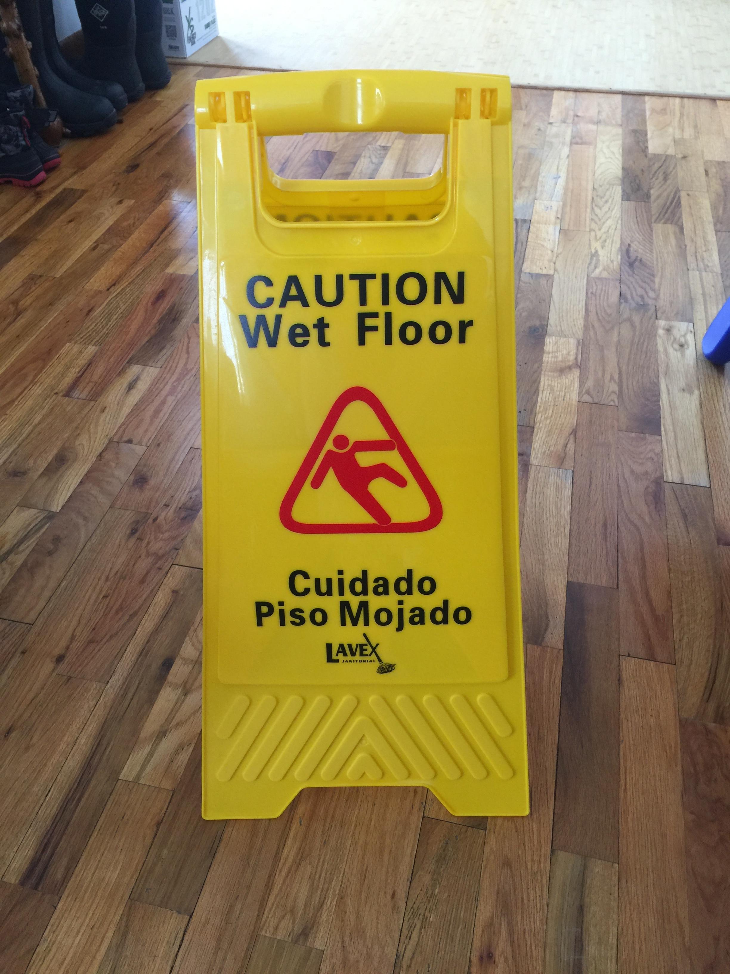 Pink Caution Wet Floor Folding Sign Commercial English