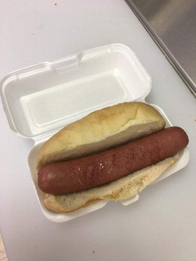 Dart 72HT1 7" x 4" x 2" White Foam Hinged Lid Hot Dog Container 125/Pack