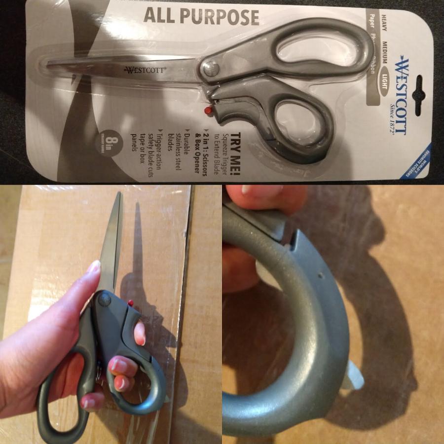 Westcott 13227 EZOpen 8" Stainless Steel Pointed Tip Scissors and Box