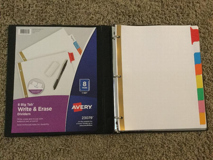 Avery 23079 Big Tab Write & Erase 8-Tab Multi-Color Dividers