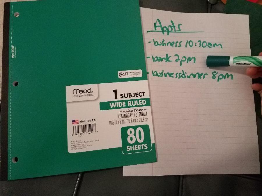 Mead 05222 10 1/2" x 8" Assorted Color Neatbook Wide Rule 1 Subject Wireless Notebook 80 Sheets