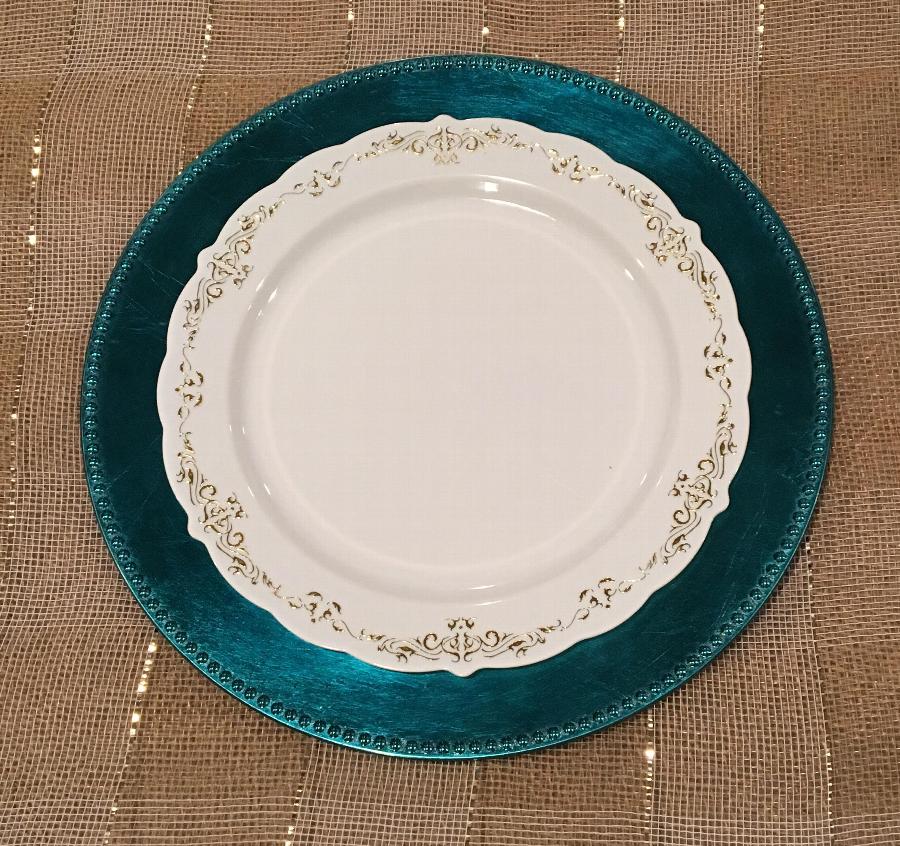 Fineline 5910BOG Heritage 10" Round Bone / Ivory Plastic Plate with