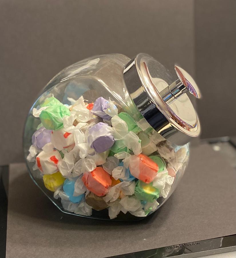 Choice 0.5 Gallon Glass Penny Candy Jar with Chrome Lid