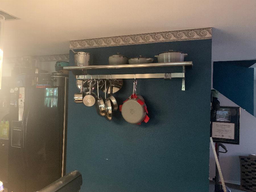 Regency 15" x 60" Stainless Steel Wall Mounted Pot Rack with Shelf and