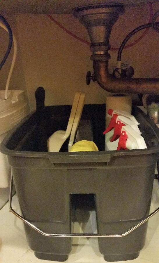 Lavex Janitorial 19.5 Qt. Gray Divided Plastic Bucket / Caddy