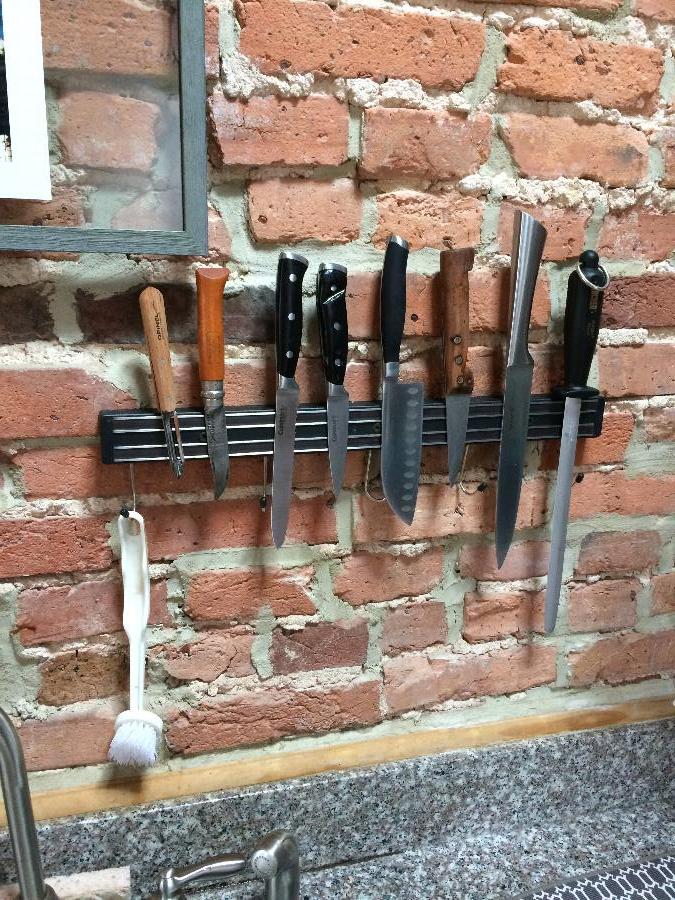 18" Black Knife Holder / Strip with Hooks