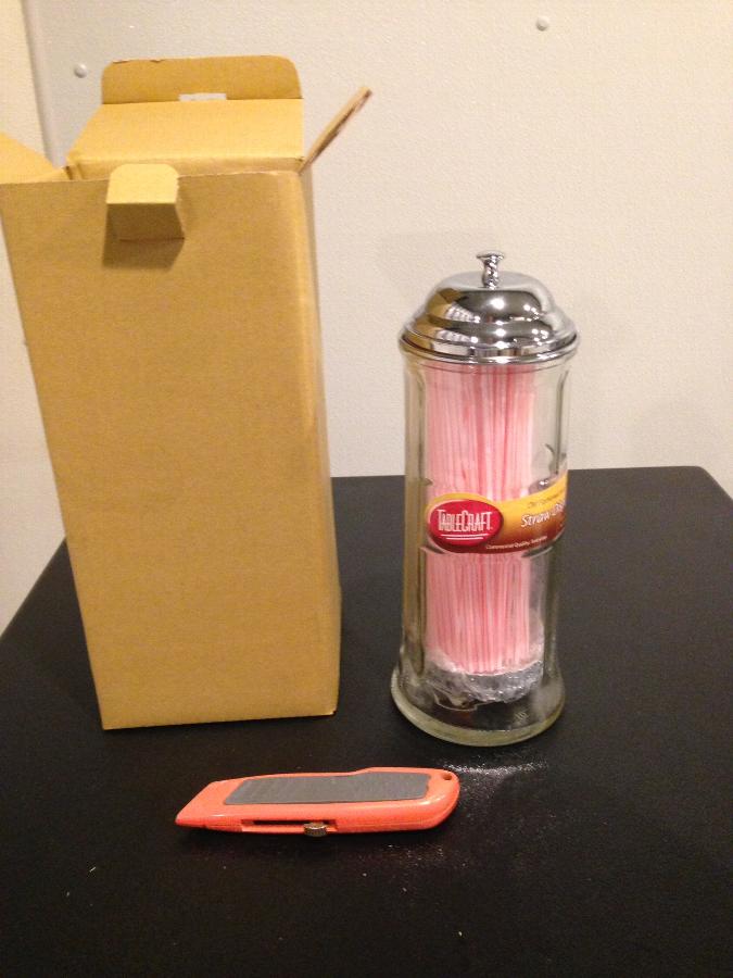 Glass Countertop Straw Holder Tablecraft H714CH