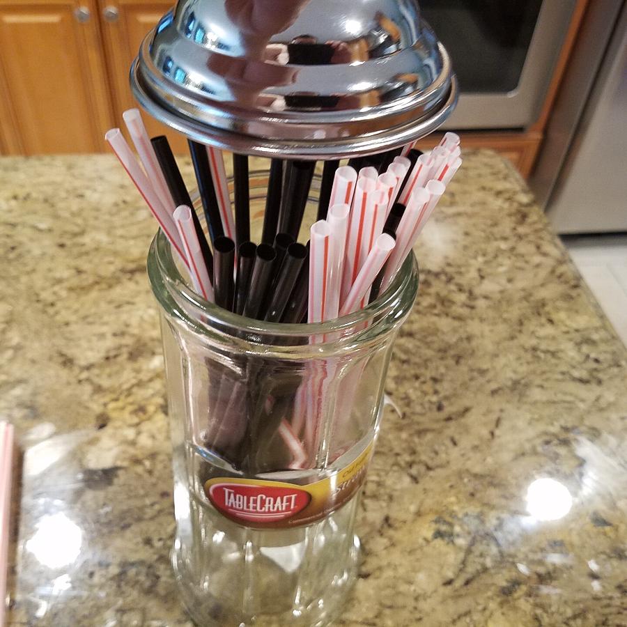 Glass Countertop Straw Holder Tablecraft H714CH