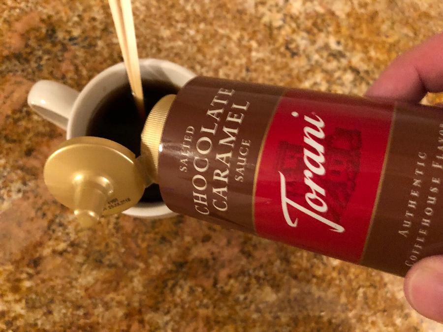 Torani 16.5 oz. Salted Chocolate Caramel Flavoring Sauce