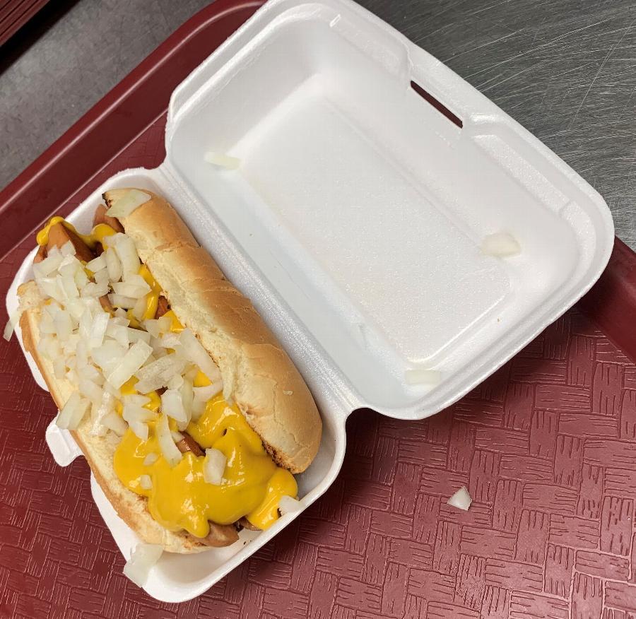 Dart 72HT1 7" x 4" x 2" White Foam Hinged Lid Hot Dog Container 125/Pack