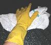 The small yellow rubber flocked gloves worked well and were more durable than I was expecting.  I would recommend.