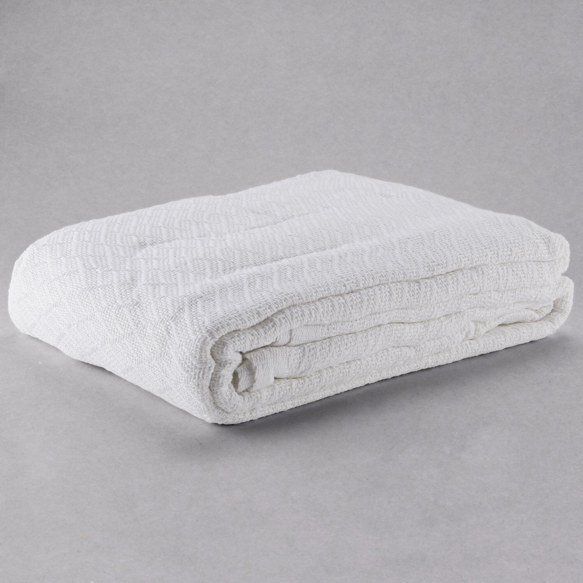 100 Cotton Hotel Blanket Thermal Herringbone White Twin 66" x 90"
