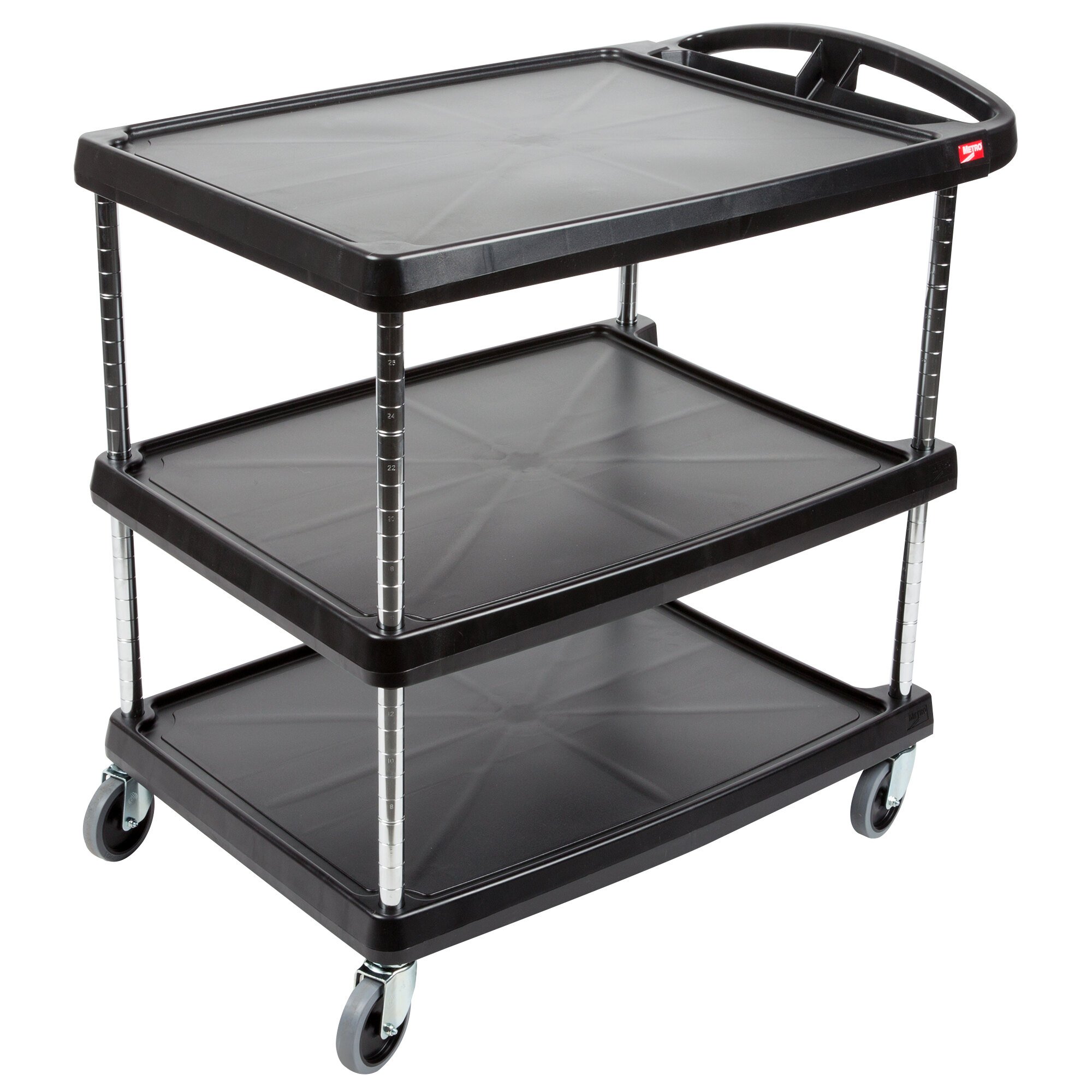 Metro myCart MY203034BL Black Utility Cart with Three Shelves and