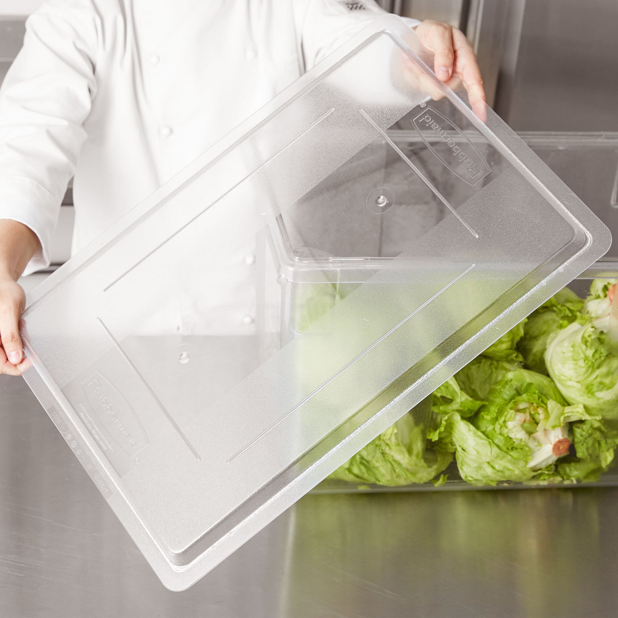 Rubbermaid FG330200CLR Clear Polycarbonate Food Storage Box Lid 26" x 18"