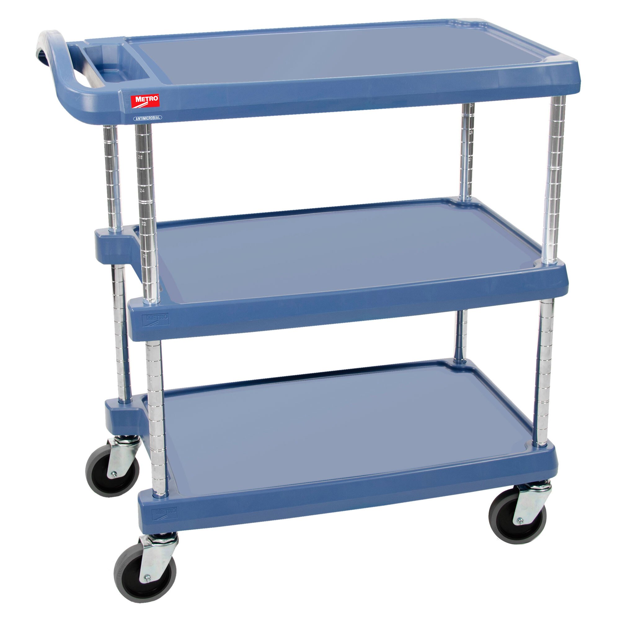 Metro Mycart My1627 34bu Blue Antimicrobial Utility Cart With Three