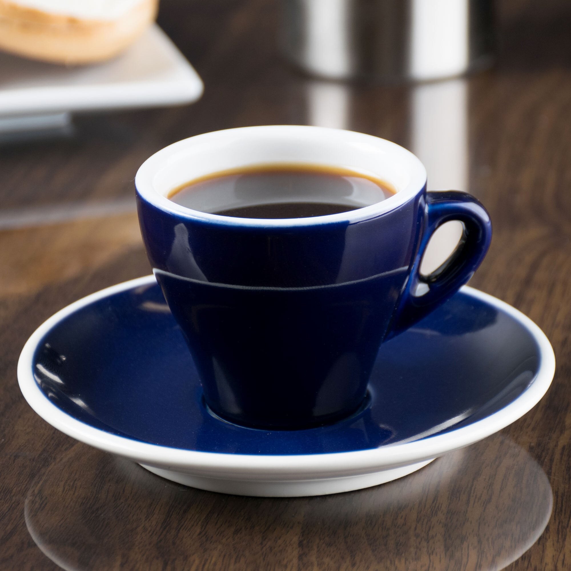CAC E3CBU Venice 3.5 oz. Blue Espresso Cup with 4 7/8" Saucer 48/Case