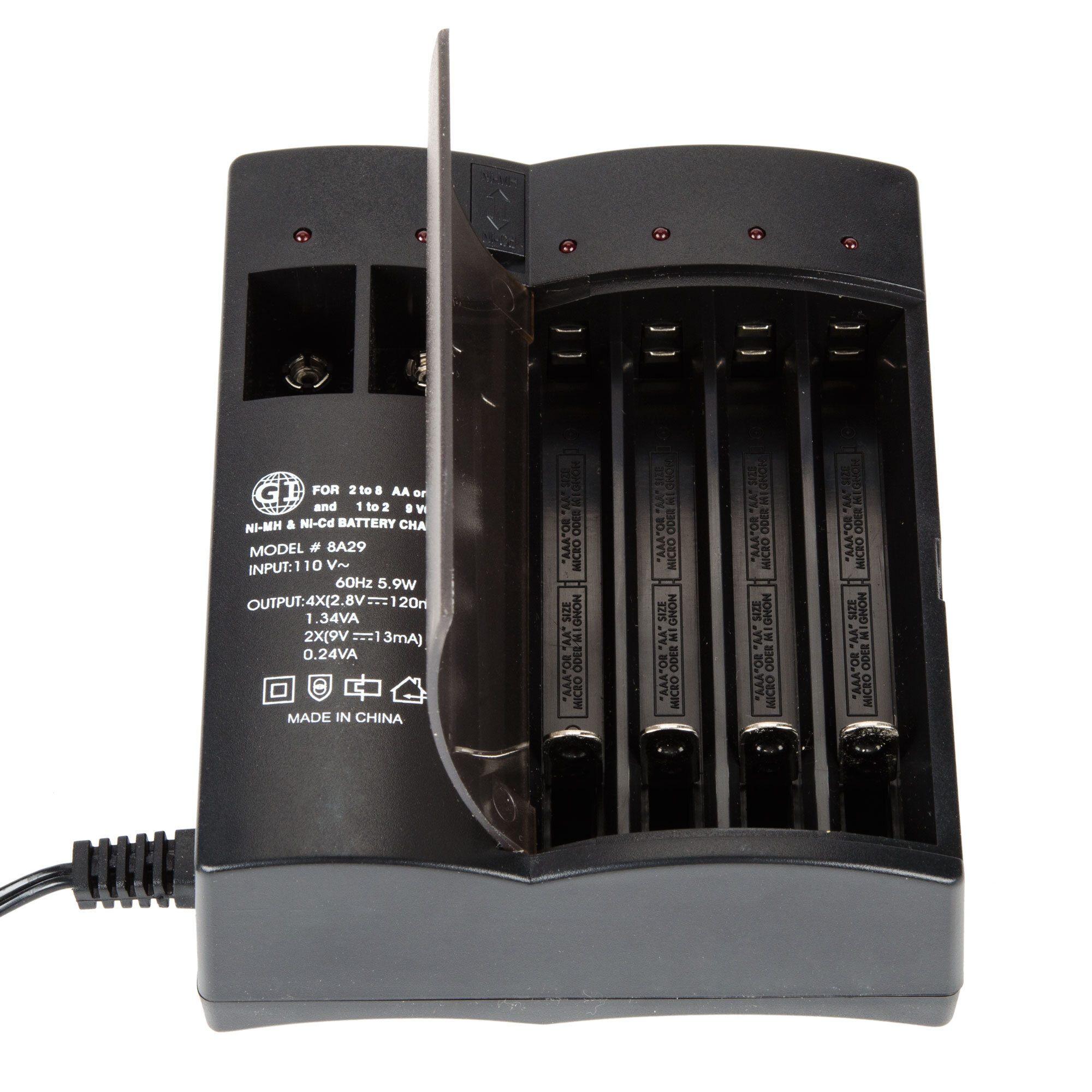 Rechargeable Battery Charger for NiMH and NiCd Batteries Charges Up