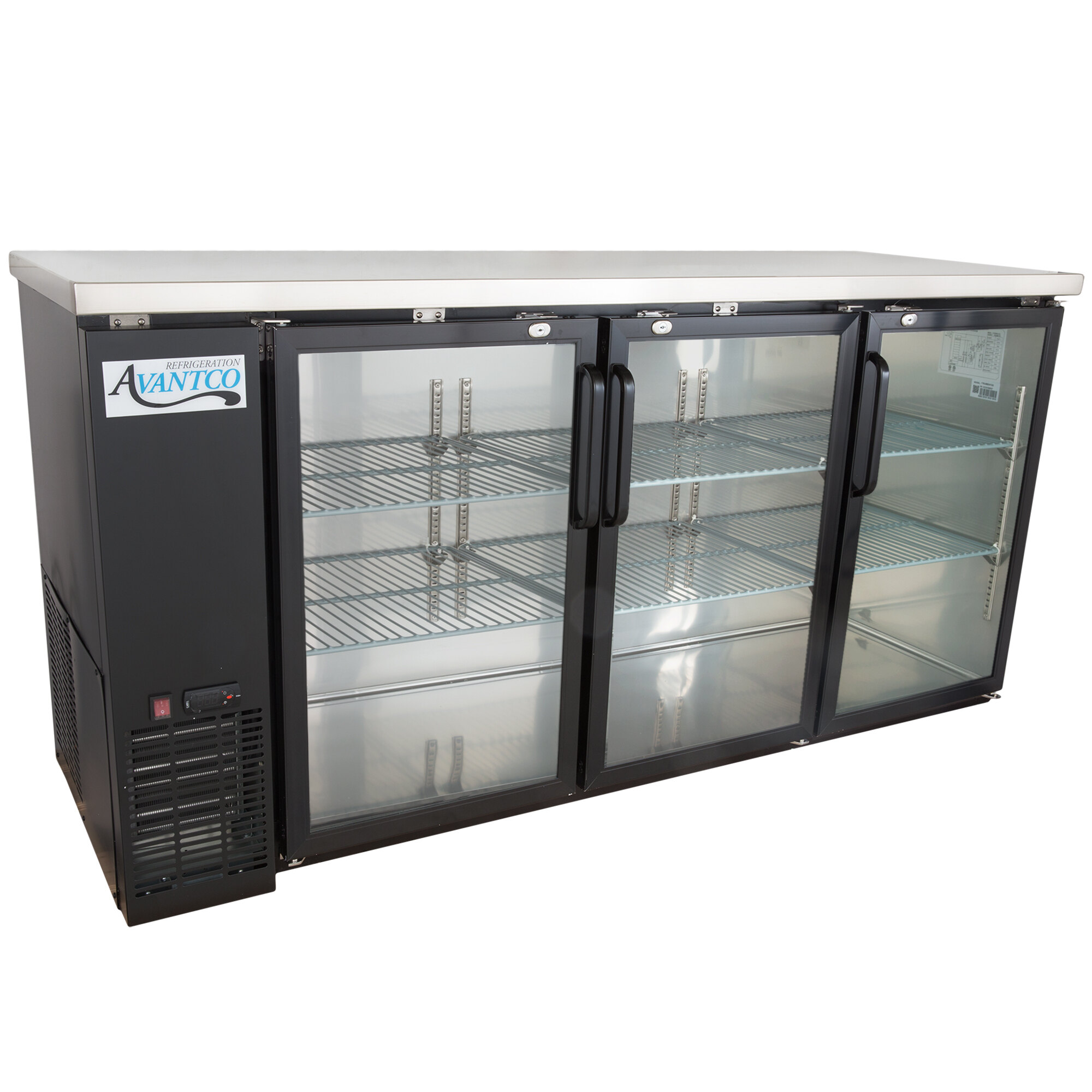 Avantco 3 Door Back Bar Cooler 72" Glass Door Back Bar Cooler with