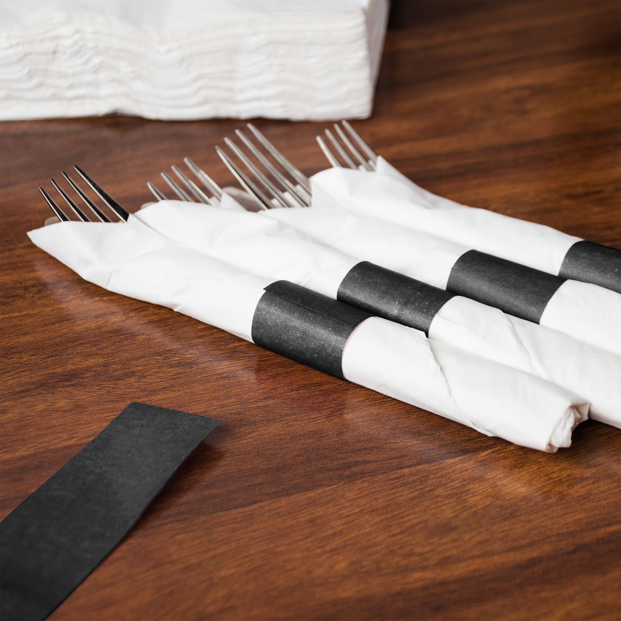 Black SelfAdhering Paper Napkin Band 2000/Box