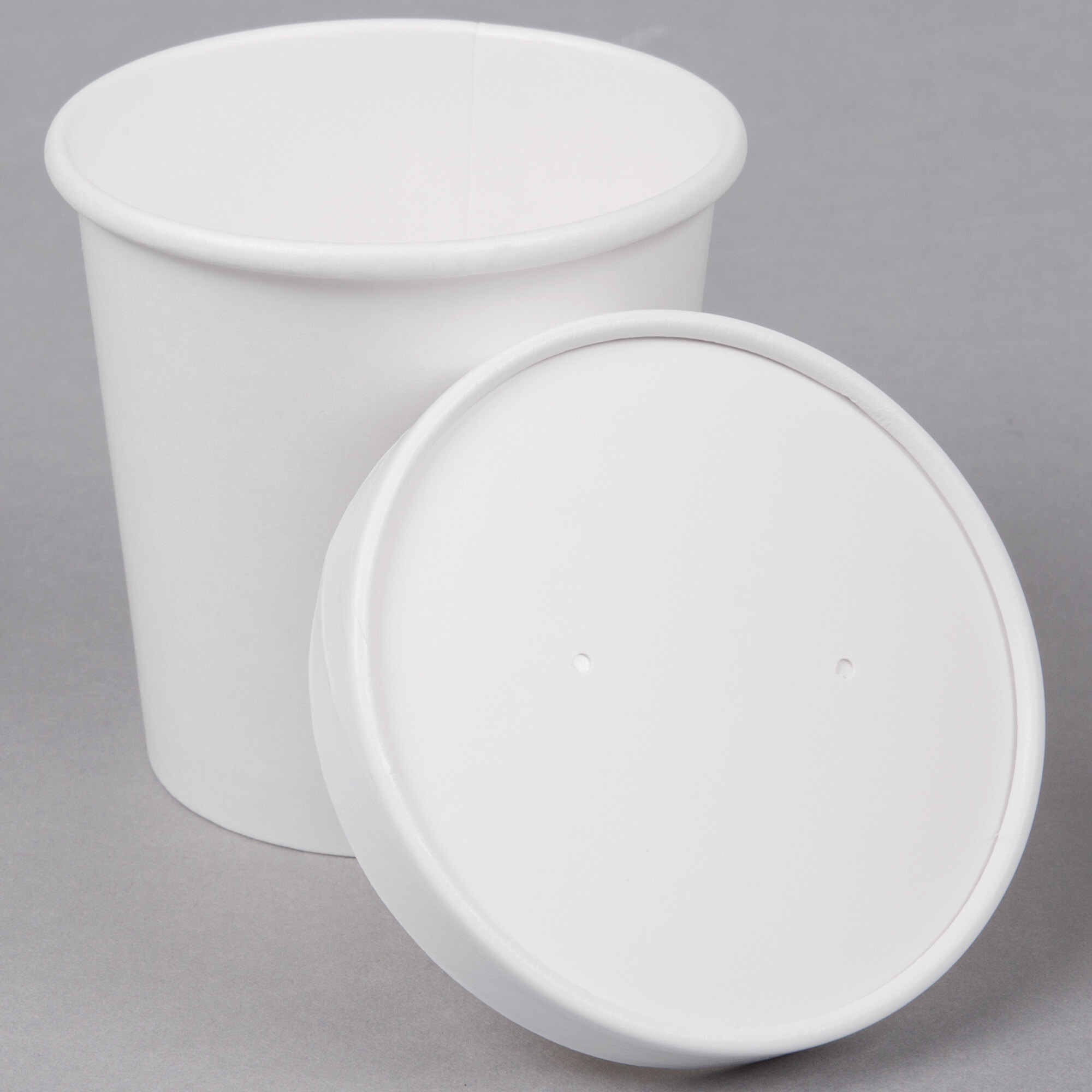Choice 16 oz. Double PolyCoated White Paper Food Cup with Vented Paper