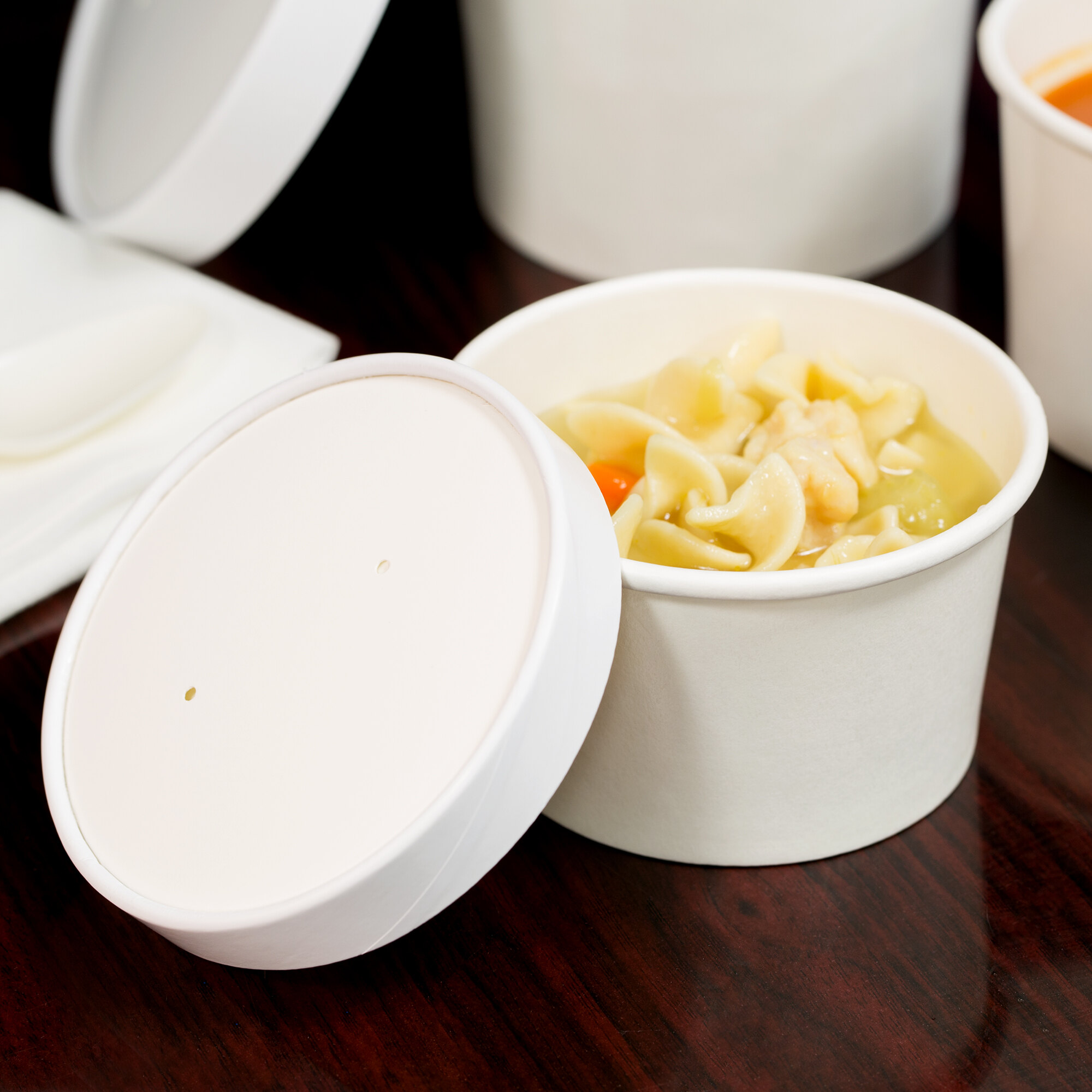 Choice 8 oz. Double PolyCoated White Paper Food Cup with Vented Paper