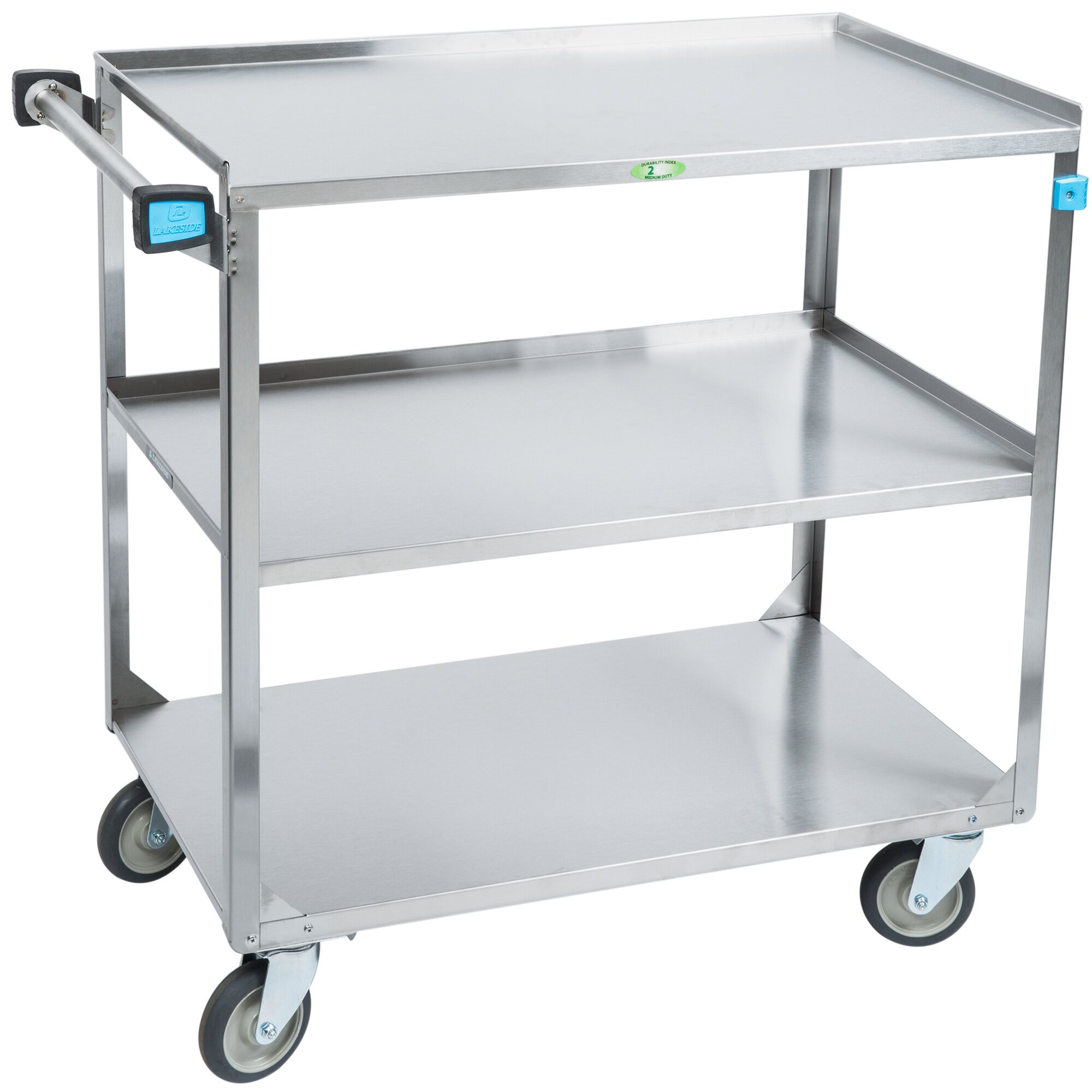 Lakeside 459 Medium Duty Stainless Steel 3 Shelf Utility Cart - 22 3/8 ...