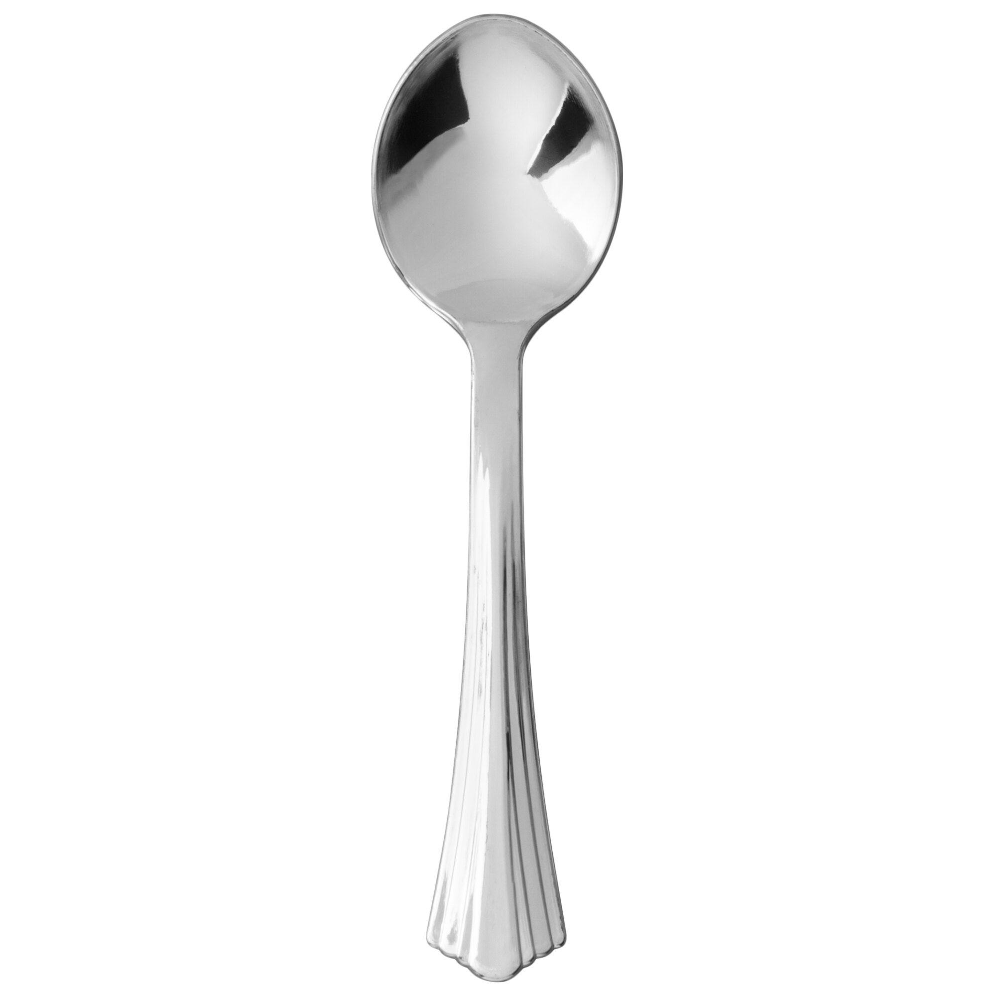 Silver Visions 5 3/4" Heavy Weight Silver Plastic Soup Spoon 50/Pack