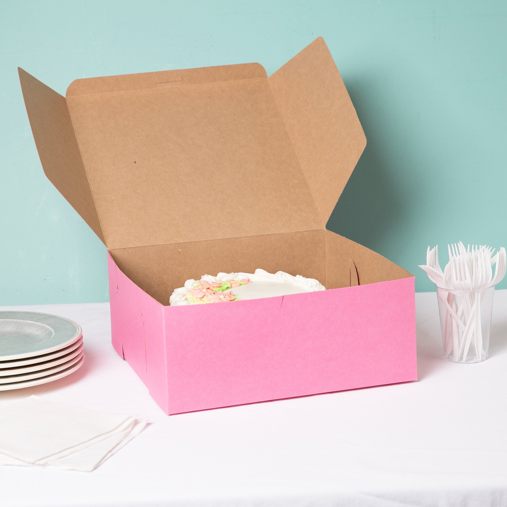 12" x 12" x 5" Pink Cake / Bakery Box 100/Bundle