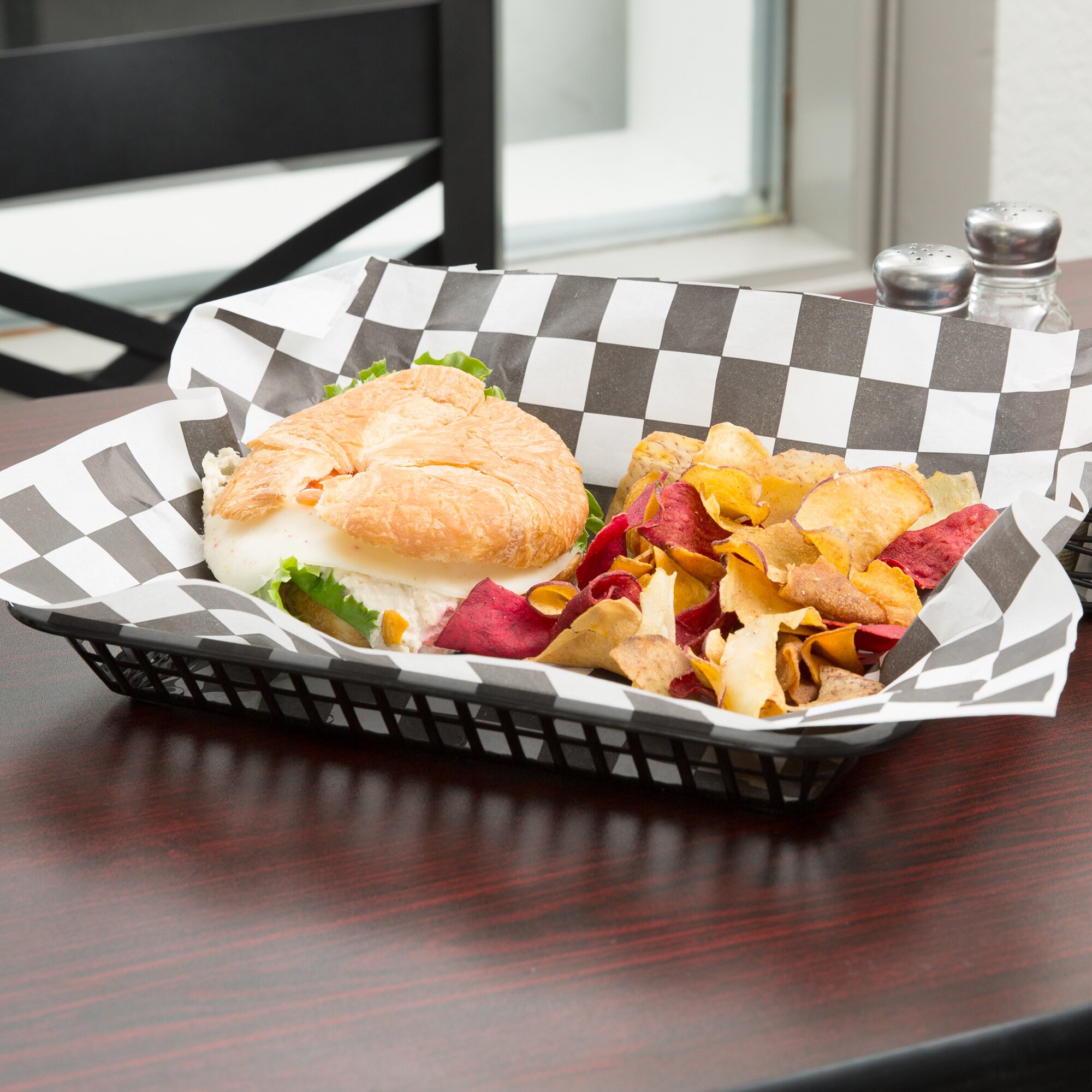 Plastic Food Basket, Black, Rectangular 12/Pack