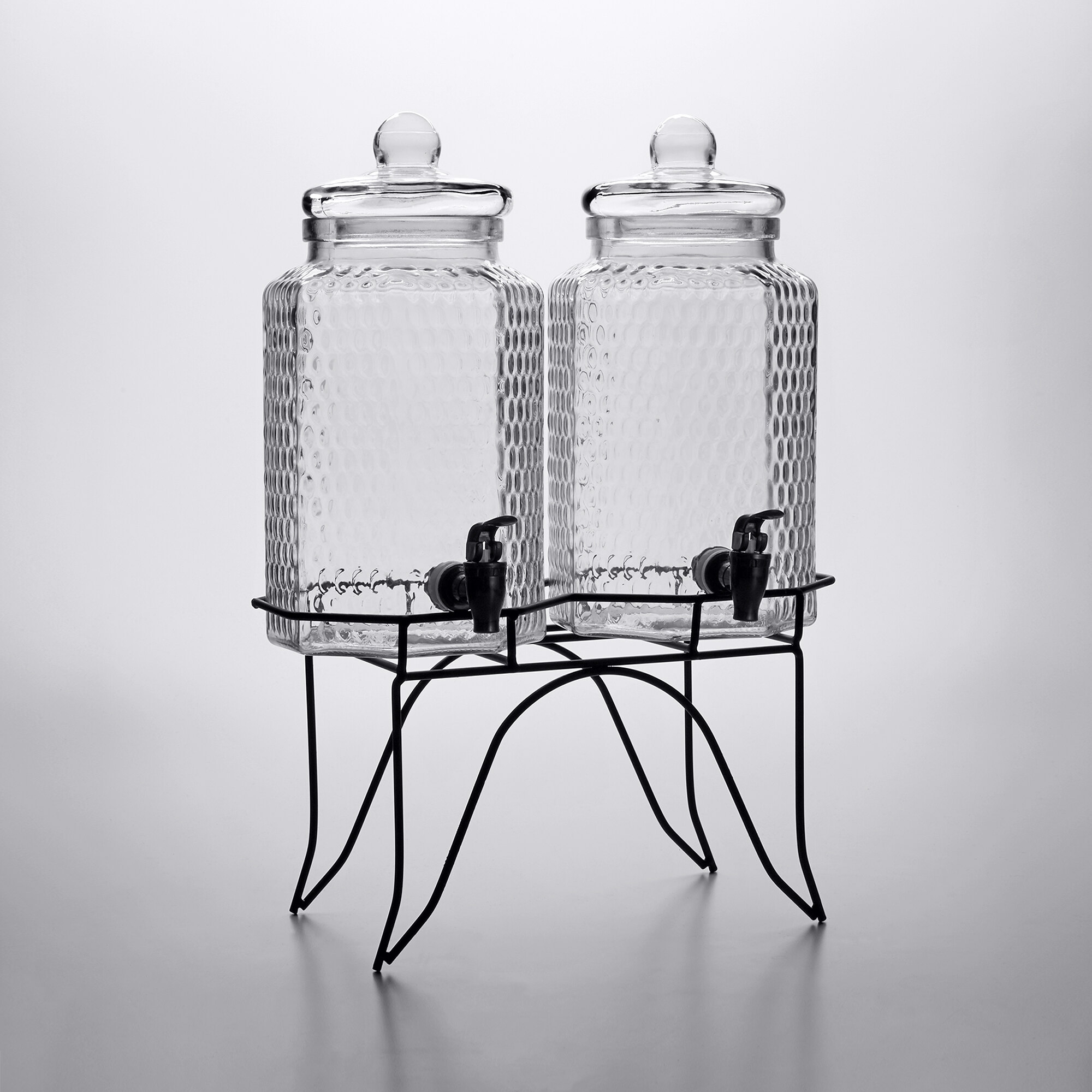 Acopa Double 1 Gallon Glass Beverage Dispenser with Metal Stand
