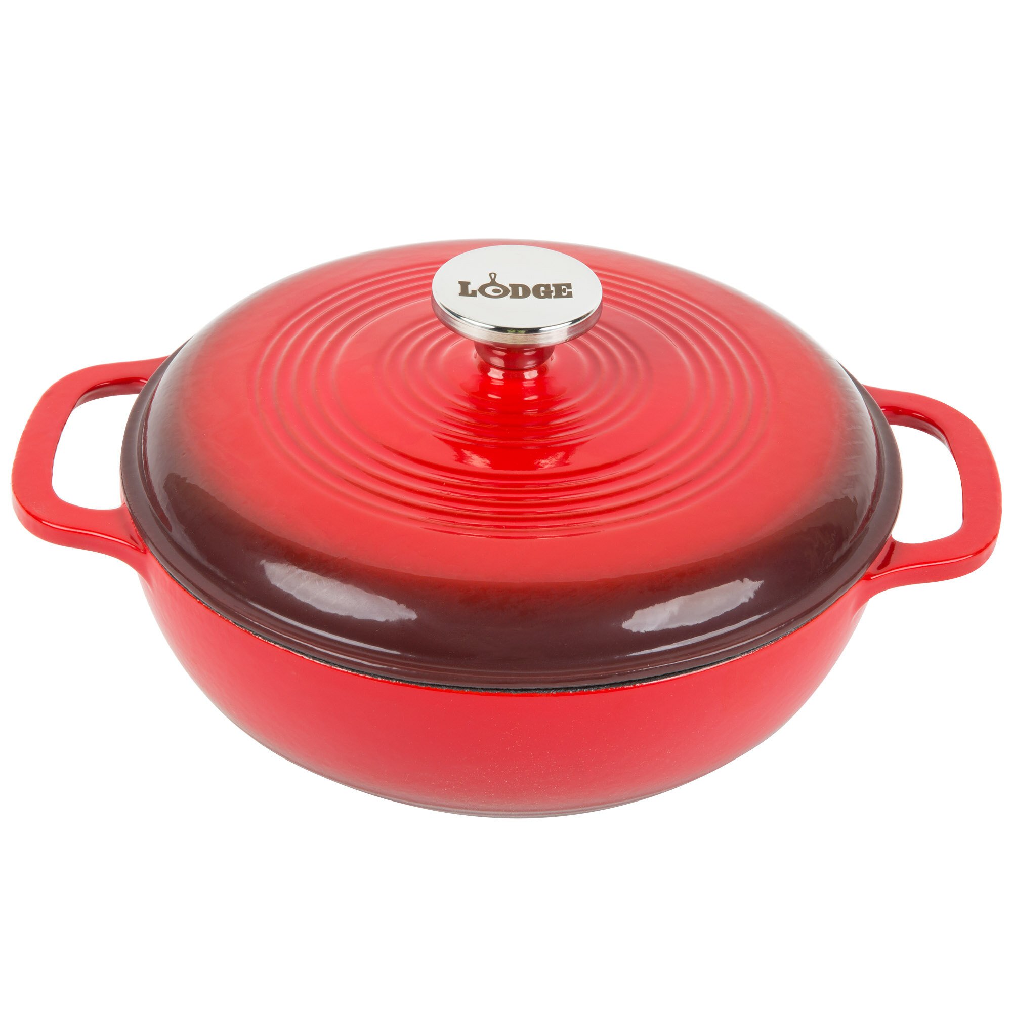 Lodge EC3D43 3 Qt. Island Spice Red Enameled Cast Iron Dutch Oven