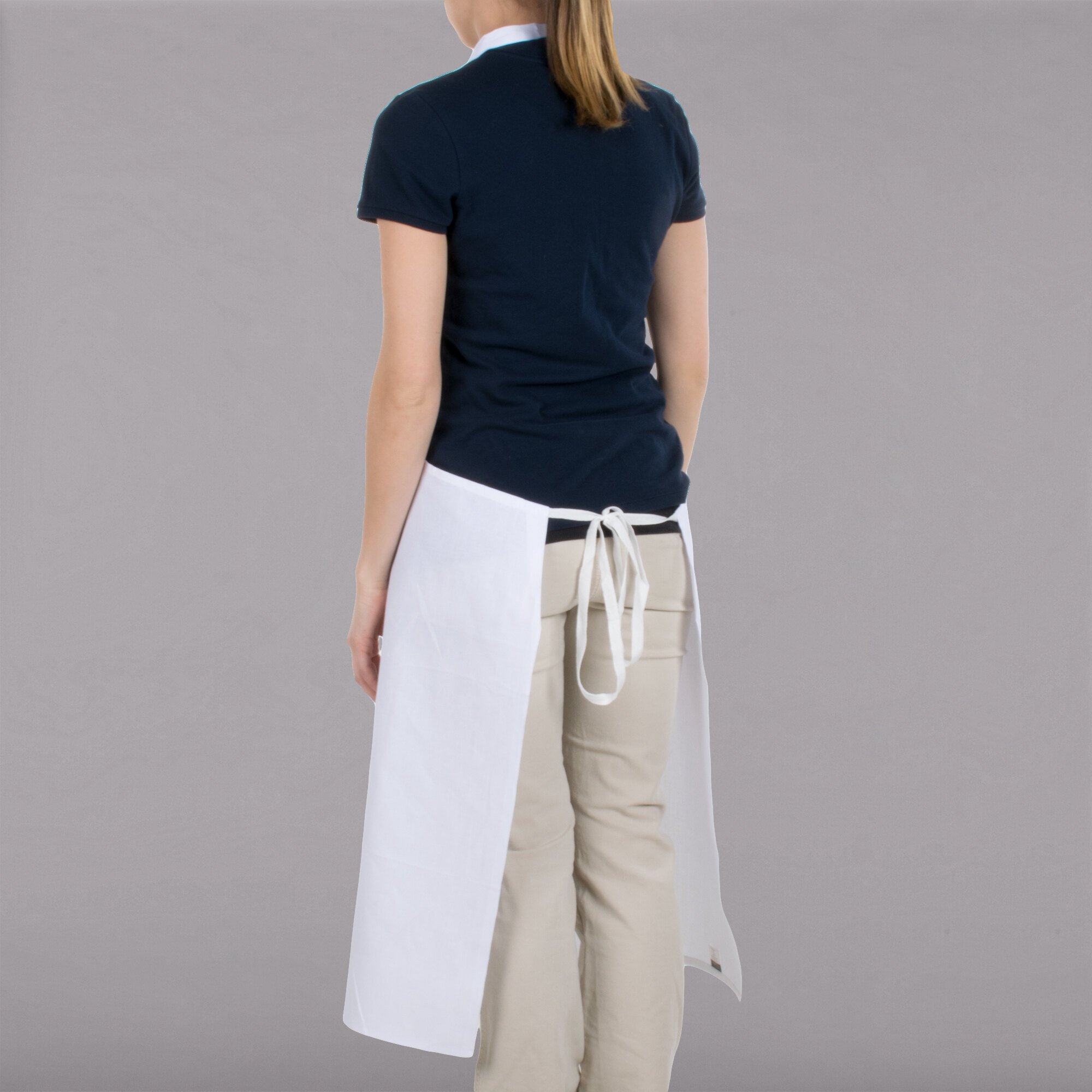 Chef Revival White Cotton Customizable Bib Apron with Pen Pocket 36"L