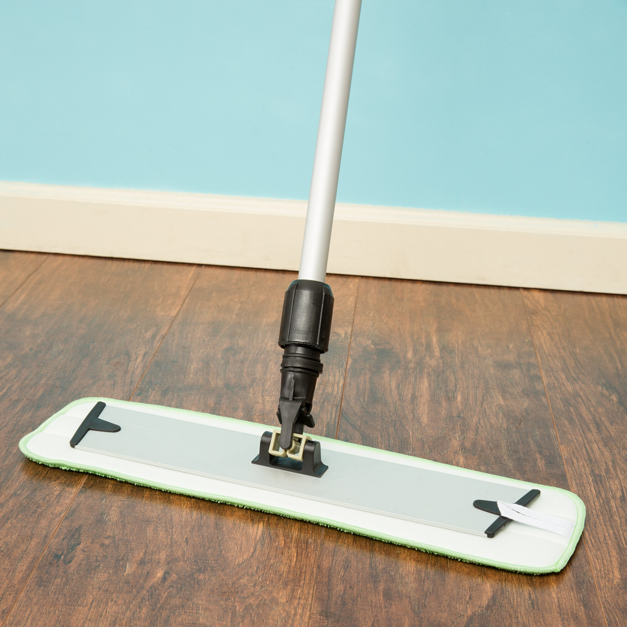 Knuckle Buster DMFM18GN 18" Green Microfiber Wet Velcro® Flat Mop Pad